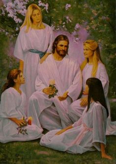 a painting of jesus surrounded by his family