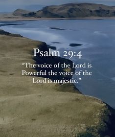 a bible verse with an image of the ocean and hills in the background that says,