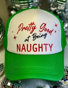 Show your Holiday Spirit in a super cute trucker hat!   Each hat is custom made.  You can also add a custom hat charm for $10.00. Funny Baseball Cap For Gift, Novelty Trucker Hat One Size Fits Most, Novelty Customizable Trucker Hat, Novelty Trucker Hat With Curved Bill, Adjustable Letter Print Trucker Hat For Gifts, Funny Trucker Hat With Curved Brim, Funny Hats With Letter Print As Gift, Customizable Funny Snapback Hat, Funny Letter Print Hats For Gift