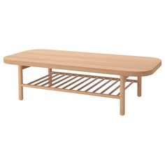 a wooden table with two shelves underneath it