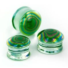 Green Oil Slick Glass Plugs Glass Ear Plugs, Ear Gauges Plugs, Oil Slick, Tunnels And Plugs, Pyrex Glass, Ear Gauges, Gauges Plugs, Pretty Necklaces, Funky Jewelry