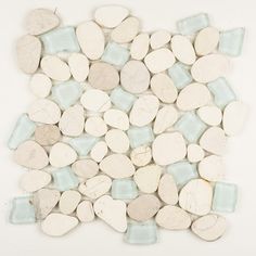 small white and blue pebbles on a white background