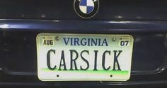 a car license plate with the word, virginia