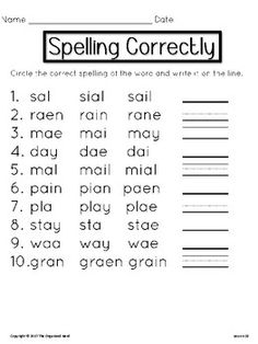 the spelling worksheet for spelling correctly