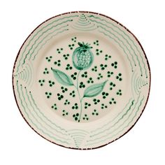 Spanish plates, green and white, poppy waves, two webster, kitfchenware Green Dinner Plates, Pomegranate Design, Hand Painted Dishes, White Dinner, White Dinner Plates, Antique Pottery, Painted Plates, Hand Painted Plates, Dinner Plate Sets