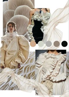 a collage of photos with different types of clothing and accessories on them, including an image of a woman in a dress