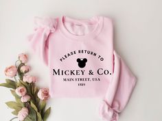 Please Return to Mickey and Co Main Street USA Sweatshirt,Theme Park Vacation Trip Unisex sweat, disneyworld sweater, disneyland sweater 🌺How to Order, -Swipe to all of the pictures -Select Size and Color of the Product from drop down menus -Select Quantity -Add your chart and place order -For every single shirt you have to repeat every step 🌺Material Info -Ultra Soft -Side seamed -Retail fit -Unisex Sizing -Shoulder taping 🌺Processing Time info -Standart process time 1-3 days, for the rush o Usa Sweatshirt, Disney Vacation Planning, Single Shirt, Disneyland Shirts, Main Street Usa, Disney World Shirts, Popular Shirt, Disney Vacations, Look Plus