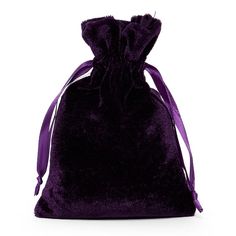 a purple velvet bag on a white background