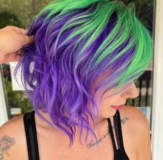 Halloween Hair Dye, Half Colored Hair, Hair For Halloween, Colourful Hair, Violet Hair