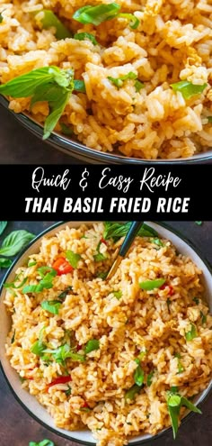 two bowls filled with rice and vegetables on top of each other, the same bowl is full