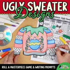 the ugly sweater design is being used to teach children how to write and draw on paper