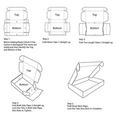 the instructions for how to fold an origami box with two sides and one top