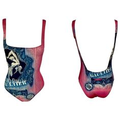 Jean Paul Gaultier c.1995 Vintage "S&M" Print Open Back Bodysuit One- Piece Swimwear Swimsuit Size M Swimsuit For Sale, Jean Paul Gaultier 90s, Mind Dump, Vintage Bodysuit, Open Back Bodysuit, Dream Wishlist, Y2k Girl, Cute Lazy Outfits, Lazy Outfits