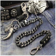 1pcs Double Roof Durable Basic Biker Trucker Key Jean Wallet Chain New. Durable steel clasp to attach to wallet or belt loop. Material: Alloy. 3 Yard White Ruffle Trim Chiffon Pleated Guipure Lace Ribbon Sewing 2.75" Width. Jean Wallet, Chain Pants, Jeans Chain, Indian Skull, Biker Gear, Biker Wallet, Celtic Knot Ring, Biker Jewelry, Mens Gear