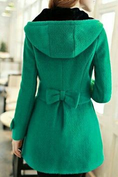 Fleece Coat Outfit, Bow Jacket, Cute Coats, Coat Outfit, Retro Pin Up, Skirt Maxi, Dress Coat, Fall Coat, Green Coat