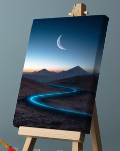 an artist's easel with a painting on it