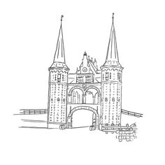 Digitale ‘pentekening’ van de Waterpoort in Sneek