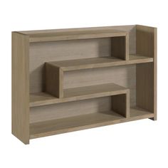 an open bookcase with three shelves on each side and one shelf in the middle