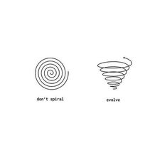 three different types of spirals are shown in black and white, with the words don't spiral above them