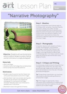 the lesson plan for an interactive photography course with photoshopped images and text on it