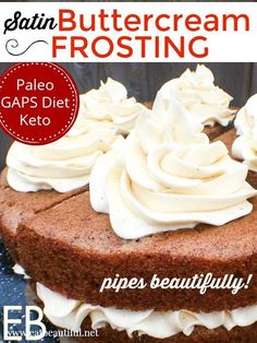 the cover of saltin buttercream frosting magazine features a chocolate cake with whipped cream on top