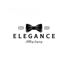 the logo for elegance clothing company with a bow tie on it's head and lettering