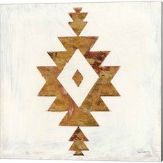 an abstract painting with gold and white colors on a white background that is very similar to the shape of a diamond