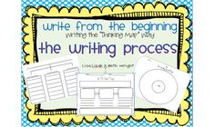 the writing process is shown with blue and yellow polka dots on it, including an image of