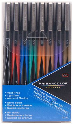 12 assorted prismcolor fineliners pencils in display box with black eraser