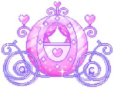 a cross stitch pattern with an image of a pink carriage