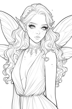 a fairy girl with long hair and wings