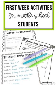 the first week activities for middle school students to practice their writing skills and help them learn how to write