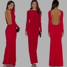 Lurelly Nwt Monaco Gown Maxi Dress Red Backless Cutout Long Sleeve Plunging 2 New With Tags With Minor Flaw - Snag In The Fabric Mid Thigh About A Inch Hardly Noticeable When Worn One Of Our Classic Best Selling Gowns. The Iconic Lurelly Monaco Gown Reminds Us Why Less Is More! Its Fitted Silhouette, Bateau Neckline, And Low Back Will Make You Look Classy & Elegant. Venetian Fabric 92% Nylon, 8% Spandex Fitted Mermaid Silhouette Long Sleeves Open Back (19" Low) Hem Hits Floor Designed And Handma Elegant Red Carpet Dress With Back Opening, Red Dress With Back Zipper For Night Out, Red Backless Evening Dress With Back Opening, Elegant Red Evening Dress With Back Opening, Fitted Dress With Back Opening For Red Carpet, Elegant Red Backless Maxi Dress, Elegant Red Backless Dress For Gala, Chic Floor-length Maxi Dress For Red Carpet, Red Party Dress With Back Opening