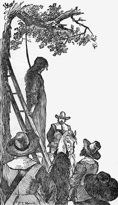 an old black and white drawing of people in the woods with birds on their backs