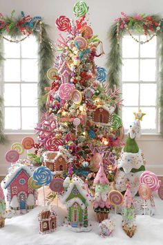 a christmas tree decorated with candy and candies