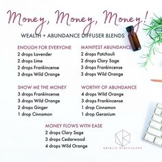 Attracting Money, Money Money Money, Doterra Diffuser Blends, Wealth Abundance