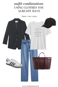 9 Easy Outfit Combinations You Already Have in Your Wardrobe - MY CHIC OBSESSION Casual Early Fall Outfits, My Chic Obsession, Classic Outfits For Women, Basics Wardrobe, Late Summer Outfits, Classic Clothes, Fashion Capsule Wardrobe, Denim Jacket With Dress, 2024 Outfits