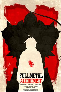 a movie poster with the title fullmet alchemist written in red and black