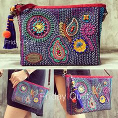 two pictures of the same purse with different colors and designs