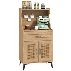 Unleash your inner barista with this chic and versatile coffee bar cabinet! Perfect for coffee lovers and cocktail enthusiasts alike, this must-have piece features a customizable pegboard to flaunt your favorite mugs or quirky decorations. Organize your bar area with its ample storage, including a storage drawer and 2 three-position adjustable shelves (1.3" per gear) to stash all your essentials neatly. Safety first-equipped with sturdy legs and anti-tipping kits for a worry-free experience in b Kitchen Cabinet Hacks, Apartment Kitchen Storage, Rattan Buffet, Cabinet Hacks, Modern Kitchen Pantry, Pegboard Kitchen, Cabin Kitchen Ideas, Diy Pegboard, Hanging Mugs