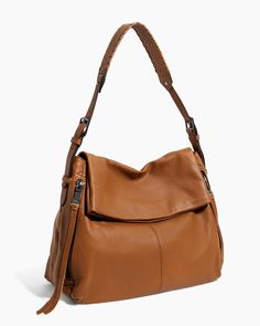 Bali Hobo Chestnut Brown with Gunmetal | Aimee Kestenberg Leather Hobo Bags, Whip Stitch, Double Entry, Hobo Tote Bag, Leather Hobo Bag, Nylon Bag, Leather Hobo, Leather Care, Leather Working