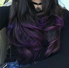 Nails Purple Dark, Dark Highlights, Rainbow Highlights, Hair Rainbow, Makeup Recipes, Dark Purple Hair, Hair Color Underneath, Nails Purple, Hair Color Streaks