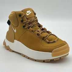 Product: Nike City Classic Boots Wheat Brown Style: Dq5601-710 Us Women's Size 6 Condition: New Without Box Beige Suede High-top Sneakers With Round Toe, Brown Low-top Boots With Laces, Nike Brown High-top Sneakers With Cushioned Footbed, Brown Lace-up High-top Sneakers With Vibram Sole, Nike Beige Outdoor Sneakers, Sporty Brown Boots With Textured Sole, Nike Fall Sneakers With Round Toe, Nike Brown High-top Sneakers With Round Toe, Brown Mid-top Sports Boots