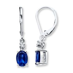 Stunning oval lab-created sapphire drops dangle from diamond accents to form these eye-catching earrings for her. The sterling silver earrings are secured with Euro-wire backs. Wedding Guest Earrings, Islamic Jewelry, Kay Jewelry, Jewelry Advice, Jared The Galleria Of Jewelry, Silver Jewelry Fashion, Blue Jewelry, Swarovski Earrings, Sapphire Earrings