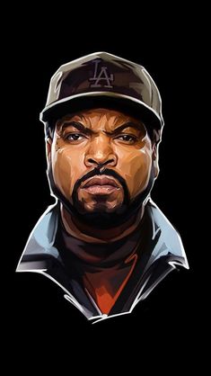 a digital painting of a man wearing a baseball cap