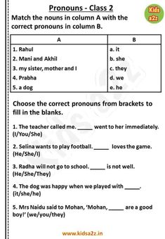 the worksheet for children's english class 2