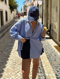 style it to sleek or casual, works in so many ways Button Down Shirt Summer Outfit, Europe Backpacking Outfits, Scandinavian Summer Style, Amalfi Outfits, San Diego Aesthetic Outfits, Comfy But Cute Outfits, Midsize Summer Outfits 2024, Summer Transition Outfits, Beach Town Outfit