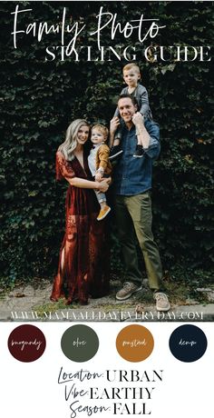 the family photo guide is shown with different colors