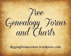 an old paper with the words free genealogy forms and chart