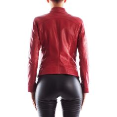 Italian handmade Women soft genuine lambskin leather jacket slim fit color Red Trendy Fitted Leather Jacket For Winter, Fitted Luxury Leather Jacket For Fall, Spring Leather Fitted Biker Jacket, Chic Fitted Leather Biker Jacket, Luxury Fitted Biker Jacket For Spring, Fitted Leather Jacket With Zipper, Fitted Leather Jacket With Zipper Closure, Elegant Biker Jacket For Fall, Sleek Fitted Leather Jacket For Fall